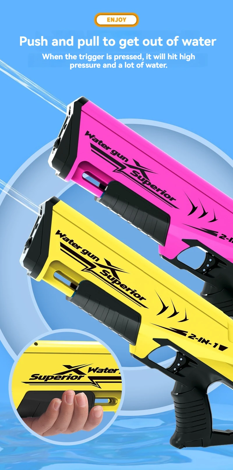 Hot Selling 2 in 1 Automatic Continuous Burst Electric Water Gun Outdoor Summer Funny Toys for Kids