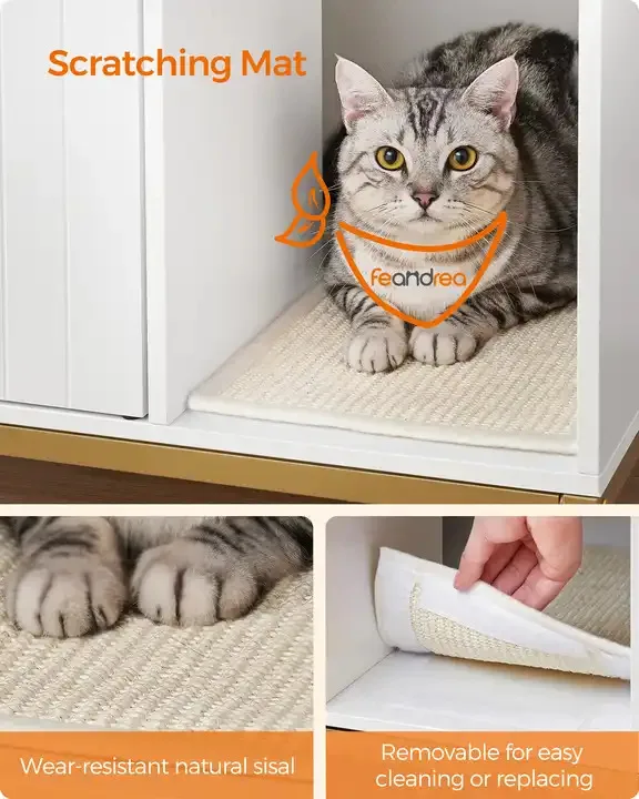 Modern Small Solid Wooden Indoor Cat House Sturdy Hidden Litter Box ... - To Hide Small Cats Prefabricated