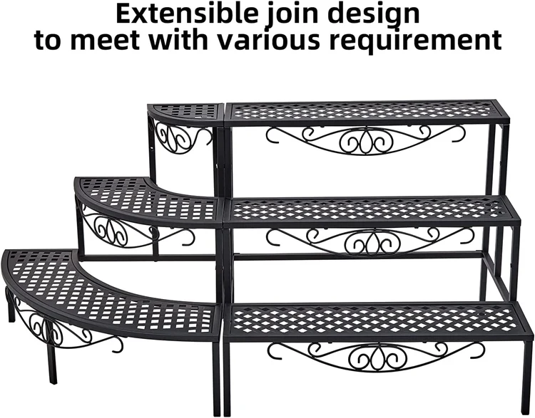 Metal Plant Stand Decorative Flower Step Garden Shelf Flower Pot Holder