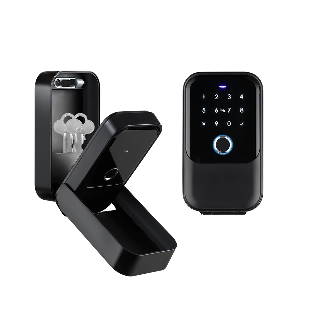 IP65 K5F Keyless Entry Fingerprint NFC Password Code Card Mechanical Key Tuya App Smart Key Box Keybox Lock for Airbnb Apartment