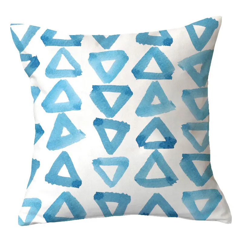 Modern Comfortable Decorative Pillow Case Blue Striped Cushion Cover