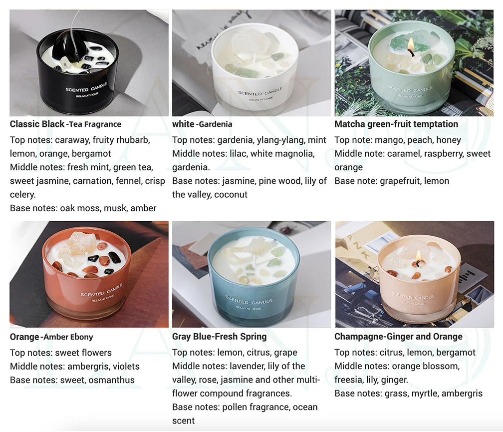 Wholesale Custom Private Label Aroma Gemstone Candle Scented Luxury Soy