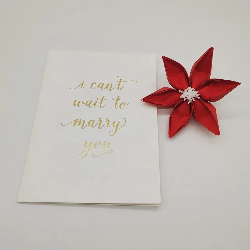 Custom A5 B5 A4 Tri-fold Wedding Cards Hot Stamping and Spot UV Printing on Paper Cardboard Kraft Material