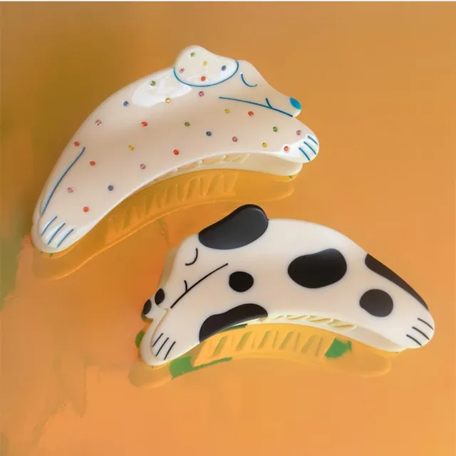 Cute Cartoon Hair Claw Lovely Color Rhinestones Puppy Hair Clips Barrette Adorable Acetate Animal Hair Claw Clip Dog Lovers Gift