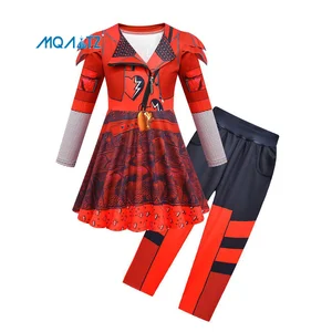 MQATZ New Release Queen of Hearts Jumpsuit for Kids Party Costume with O-Neck Collar Made of Satin AHY02