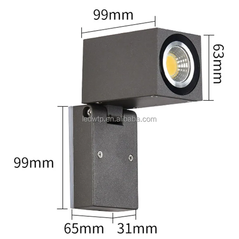 Good Quality 90 Degree Rotating GU10 Outdoor Waterproof LED Porch Light Balcony Stair Villa Wall Light 7W COB Exterior Wall Lamp