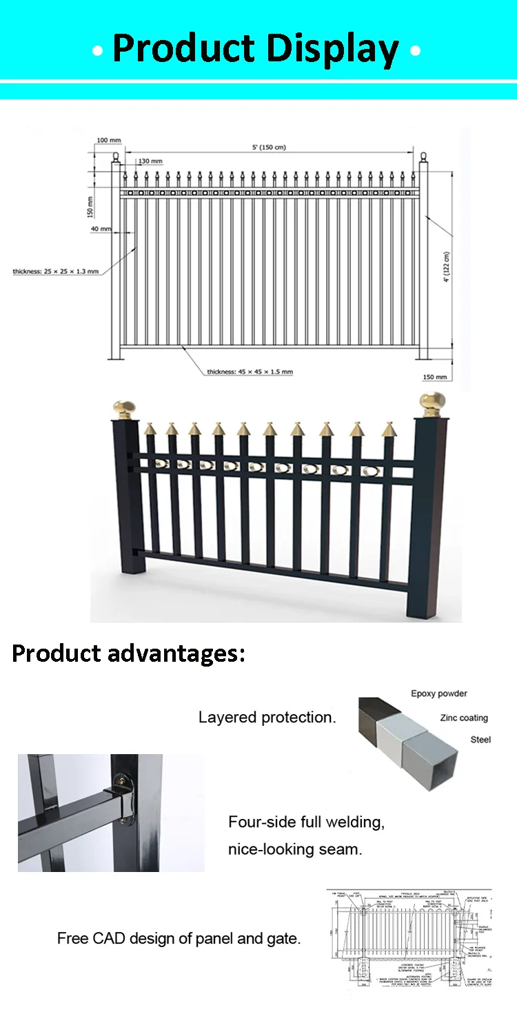 6ft X 8ft Iron Fence Steel Fence Metal Fence Panels For Garden