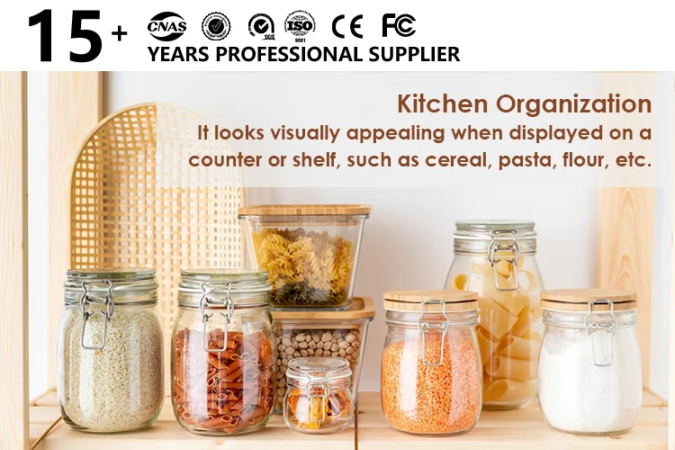 Kitchen 750ml Glass Storage Containers Jars Airtight Wide Mouth Mason