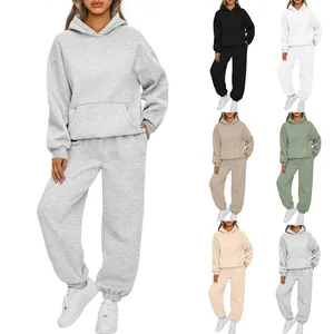 Custom logo Autumn and Winter Women's Wear 2 Sets of Casual Hoodie Sportswear Pantsuit Tracksuit Sets for Woman