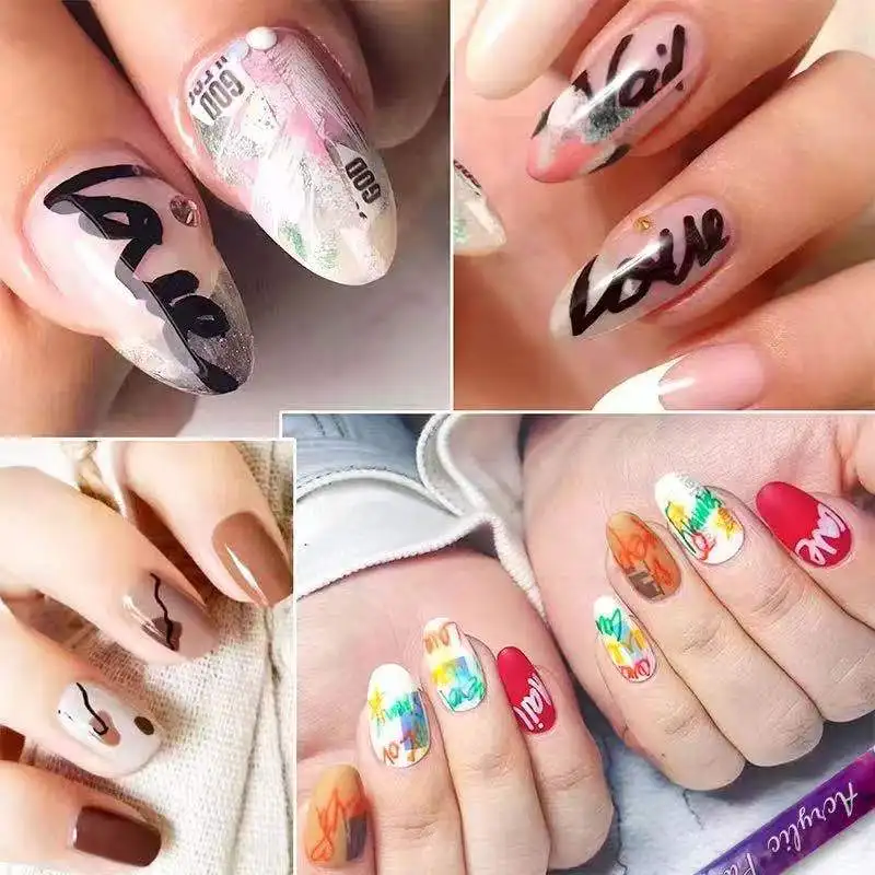 Nail Art Drawing Graffiti Pen Gel Pencil Plastic Waterproof Painting Liner  Brush White Marker Pen Nail Manicure Decoration Tools