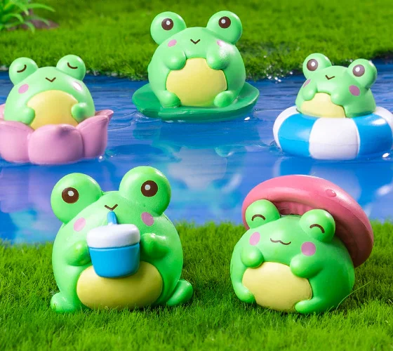 7 Pcs Décor De Grenouille Résine Mini Animalier Figurine Bureau Décorer