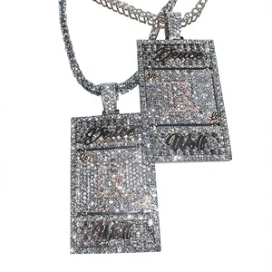 925 Sterling Rose Gold Plated Vintage Customized Iced Emerald Cut Cartoon Moissanite Pendant Fine Jewelry Pendants Charms Party