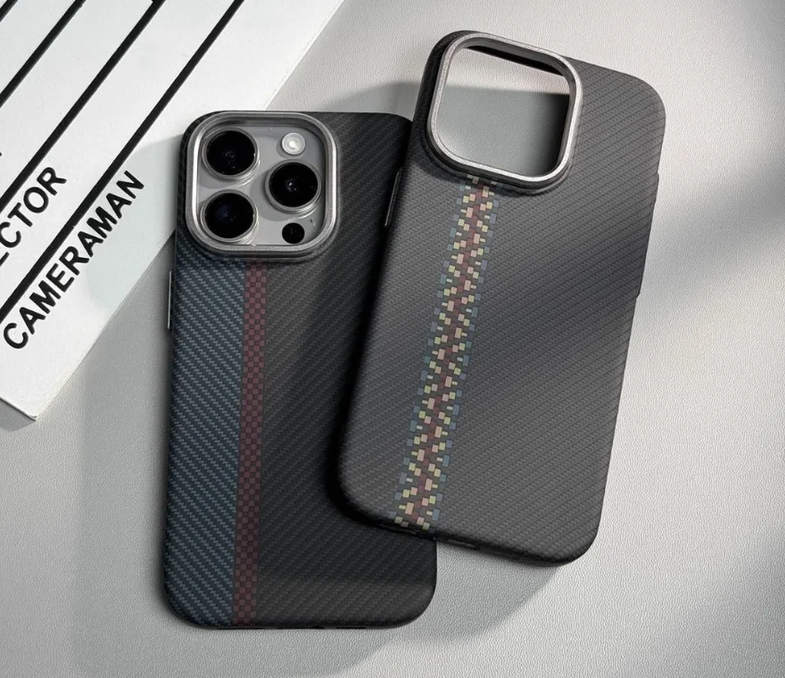 iPhone15ProMax新款现货到货手机壳磁性硬壳碳纤维颗粒防摔保护套