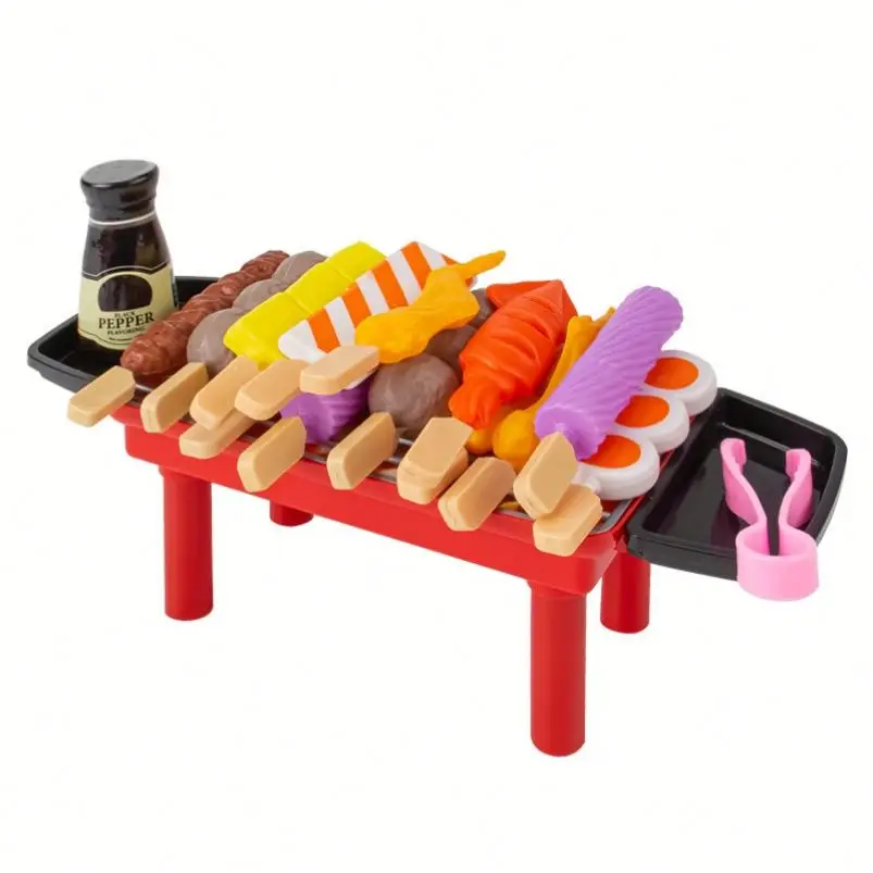 Kids BBQ Grill Toy Plastic Kitchen Cooking Play Sets for Girls Boys Toddler BPA-Free Safety Learning Toys