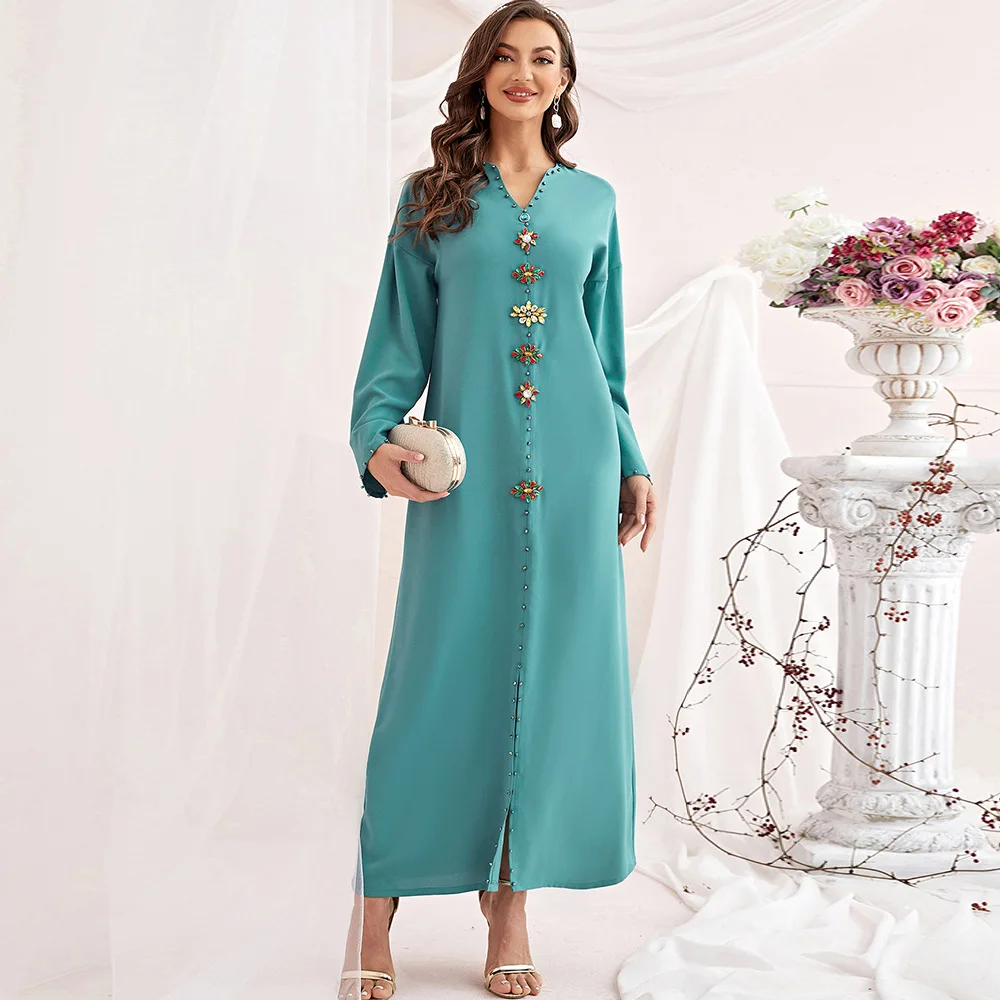 SHEIN Najma Floral Embroidery Maxi Tunic Dress | SHEIN IN