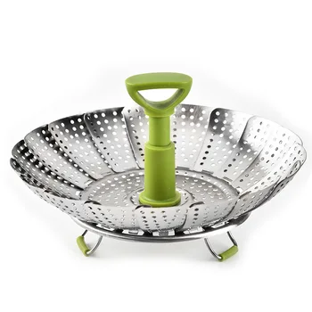 9 Inch Stainless steel folding food steamer tray retractable multi-function fruit tray  for kitchen hotel restaurant