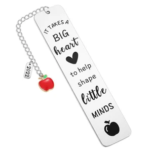 Stainless Steel Bookmarks for Promotional Gift Teacher's Day Laser Engraved Custom Logo Keychain