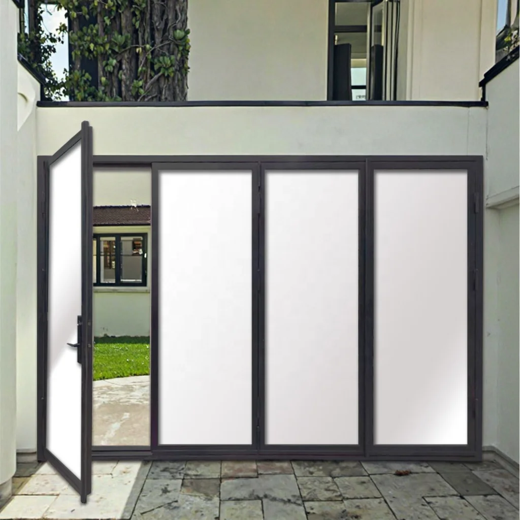 Modern Customized French Style Wrought Iron Glass Folding Door with Tempered Glass Windproof for Entry factory