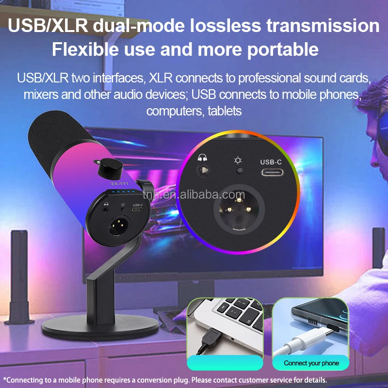 TNH DY-ZX777 Dynamic USB XLR Microphone for Gaming, Podcasts