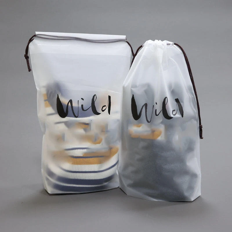 Custom Large Plastic Drawstring Bag with Custom Printed Logo Pe Plastic Frosted Bags Pouch Gift Packaging Poly Bag for Clothes