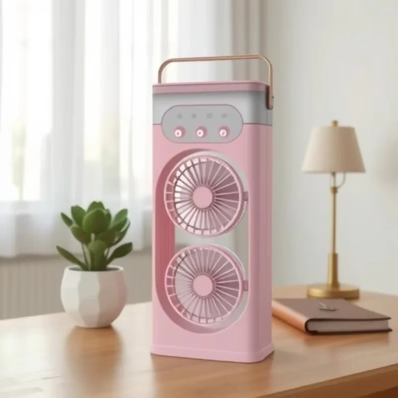 Tragbarer Mini-Tischventilator mit Klimaanlage, 3 Windstufen, Wassernebelfunktion, elektrisch/batteriebetrieben, für den persönlichen Raum, für Zuhause oder Büro._voghion.com