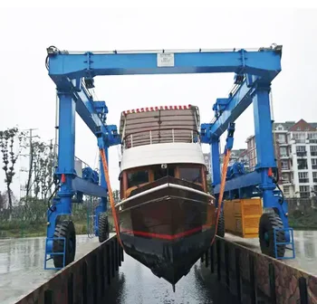 Rubber Tyre Wheels Mobile Boat Hoist Yacht Handling Machine Boat Lift Gantry Crane
