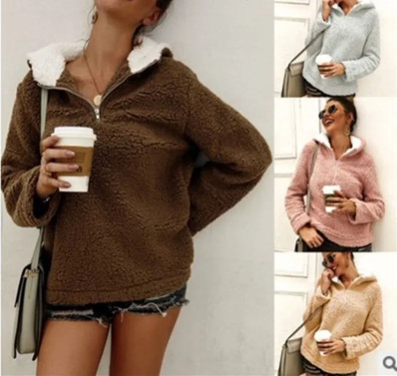 Hot Sale Womens Winter Clothes Hooded Plush Long Sleeved Loose