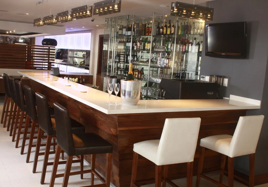 Factory Custom Marble Top Flower Pattern bar Counter Design Led Lighted Cafe Restaurant  Bar Counter