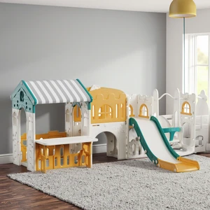 Indoor Outdoor Playground 6 in 1 Kids Indoor Slide for Toddlers 1-3 Baby Indoor and Outdoor Climber Playsets Play House for Kids