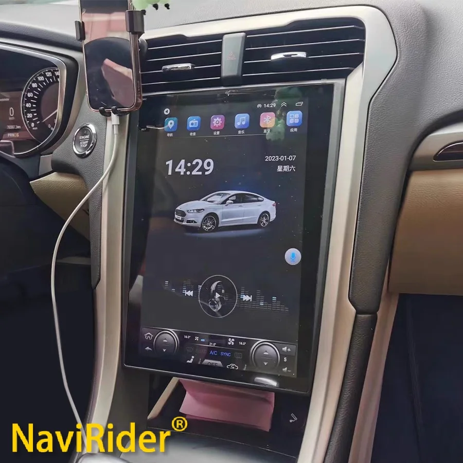 Android 13 Car Radio for Ford Mondeo Fusion MK5 2013-2019 Tesla Screen Multimedia Player GPS Navigation Head Unit 2Din 4G+WIFI