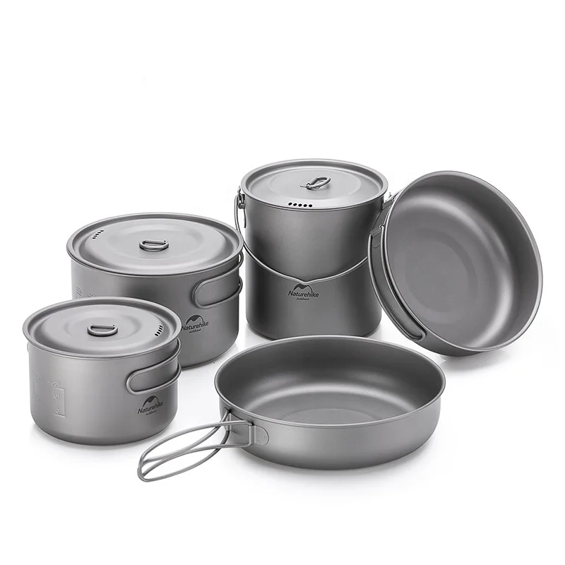 Naturehike altres productes de càmping i senderisme Olla ultralleugera de titani Pure Titanium Cookset Estris de cuina per acampar a l'aire lliure