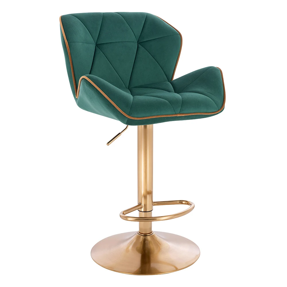 Оптовая продажа, высокий барный стул, Регулируемый поворотный бархатный барный стул с золотыми ножками