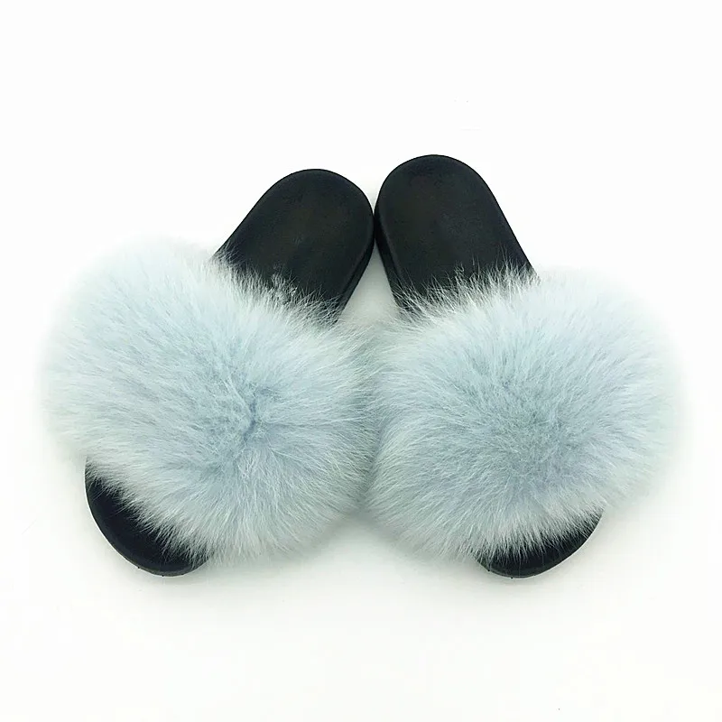 Летние сандалии из меха енота, меховые Шлепанцы из ПВХ, натуральный мех лисы, шлепанцы с ремешком, разные цвета