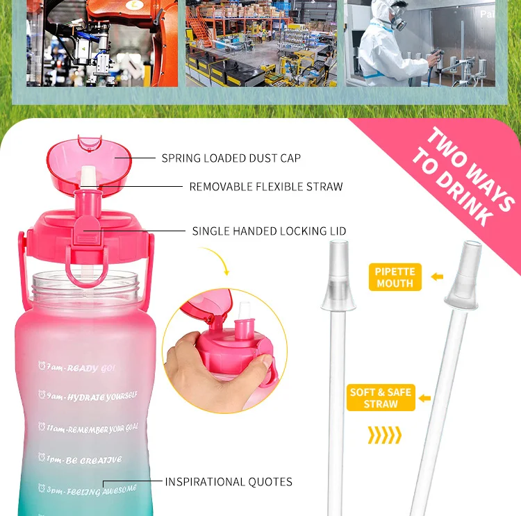 Custom Drinking Sports Plastic 2l Motivational Water Bottle 2 Liter ...