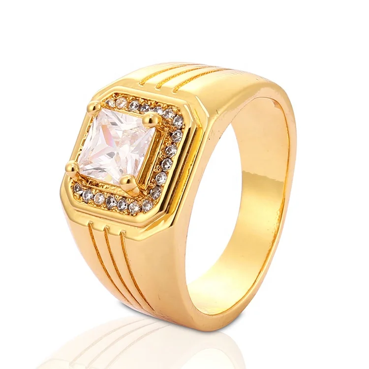 Yellow Stone With Diamond Delicate Design Gold Plated Ring For Men - – Soni  Fashion®