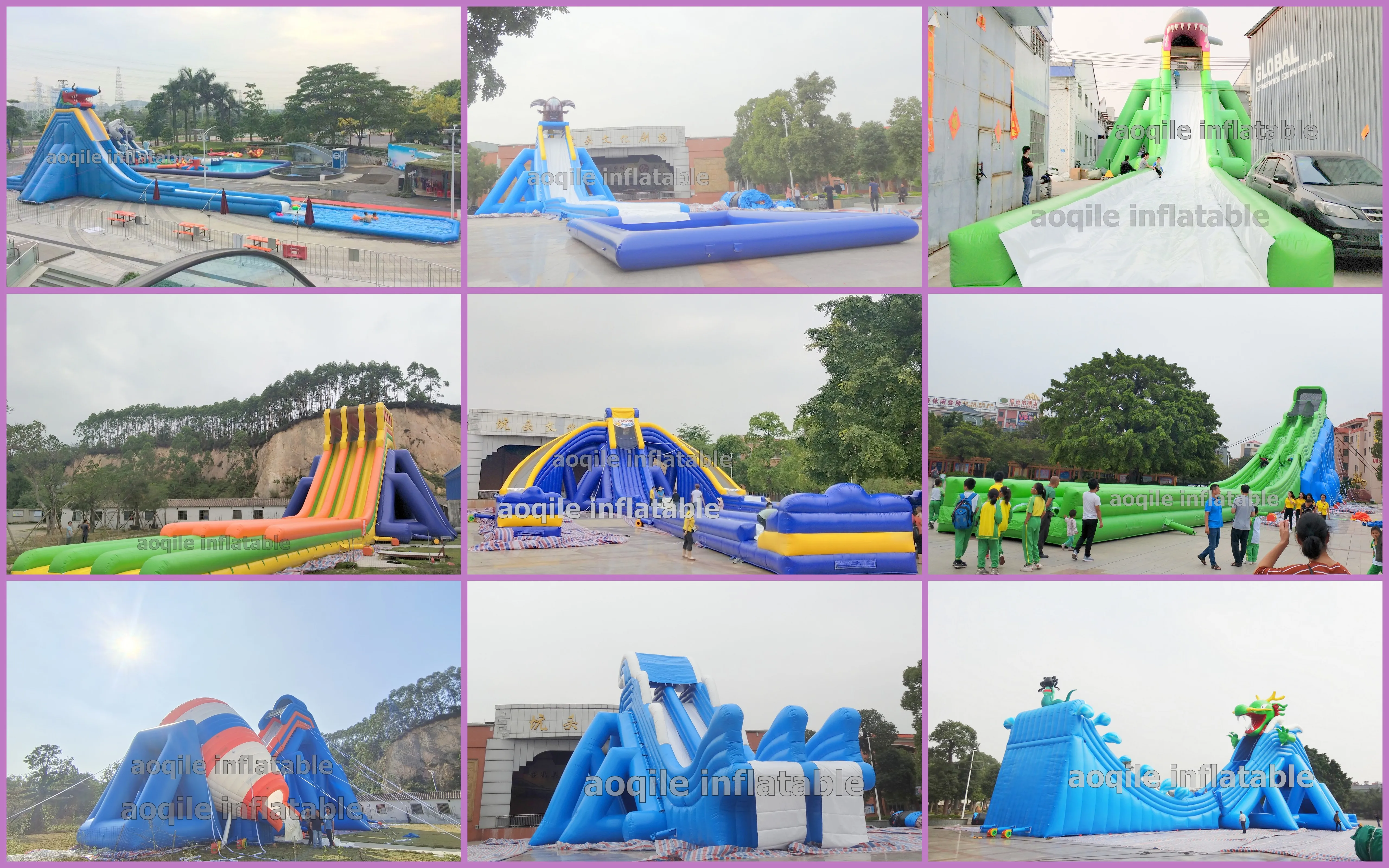 Tobogán acuático inflable enorme de hipopótamo para adultos de 10 metros de altura para la playa del fabricante inflable de China