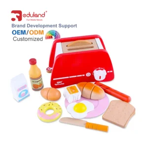 Children Kitchen Cooking Play Wooden Toy Set-Kettle and Toaster for Early Education for Kids Food & Toy