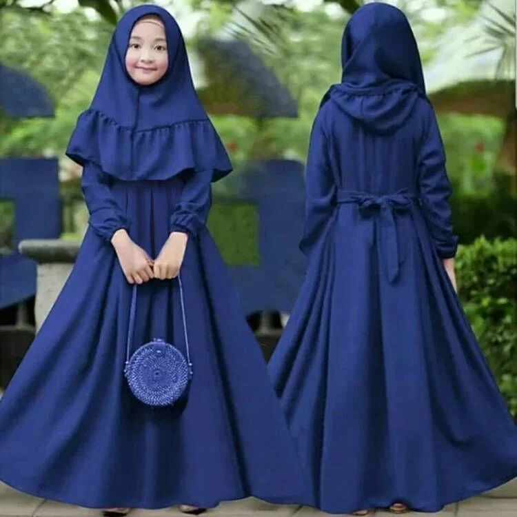Abaya Da Preghiera In Cotone Per Bambine Con Hijab - Foto 5