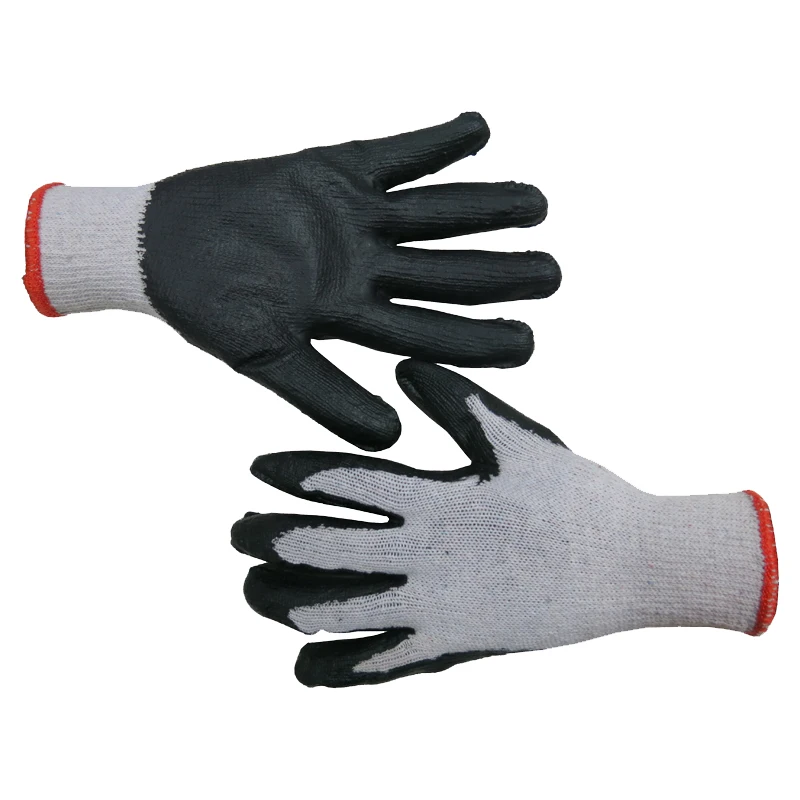 economical black rubber dipped cotton shell latex glove for