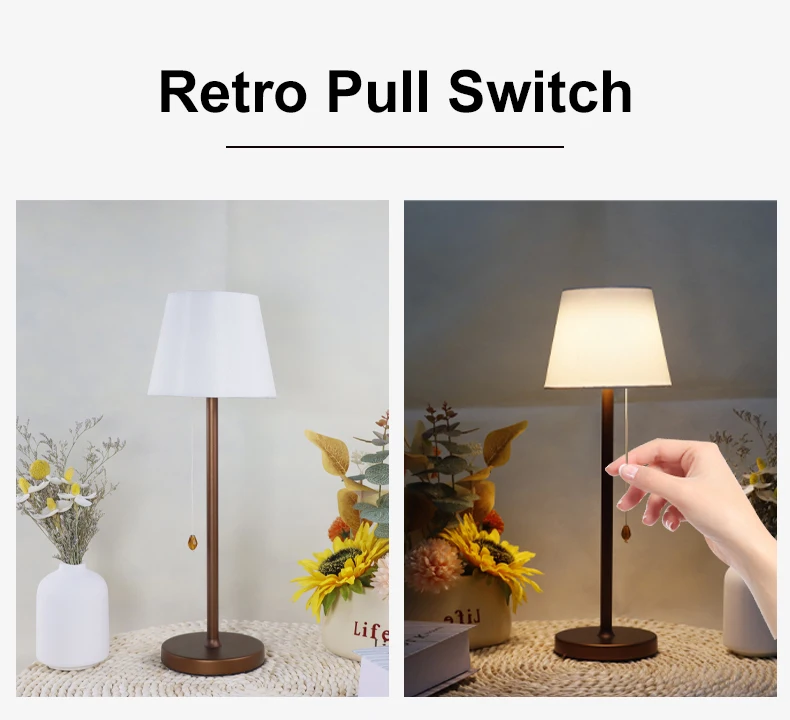 Online Customization Cordless Rechargeable Fabric Lampshade Indoor