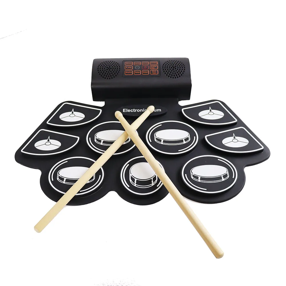 Electronic Roll up Drum Set Kit Educational Music Toy Drum Foldable Usb Mini Percussion Instrument for Practice