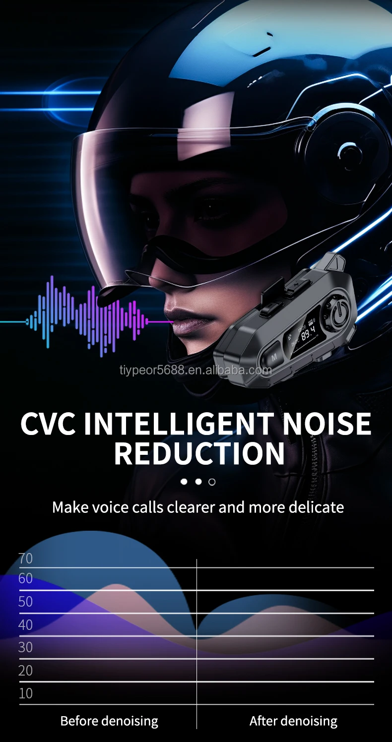 product tiypeor motorcycle headphones helmet wireless headset with led screen fm radio waterproof noise reduction bluetooth intercom-5