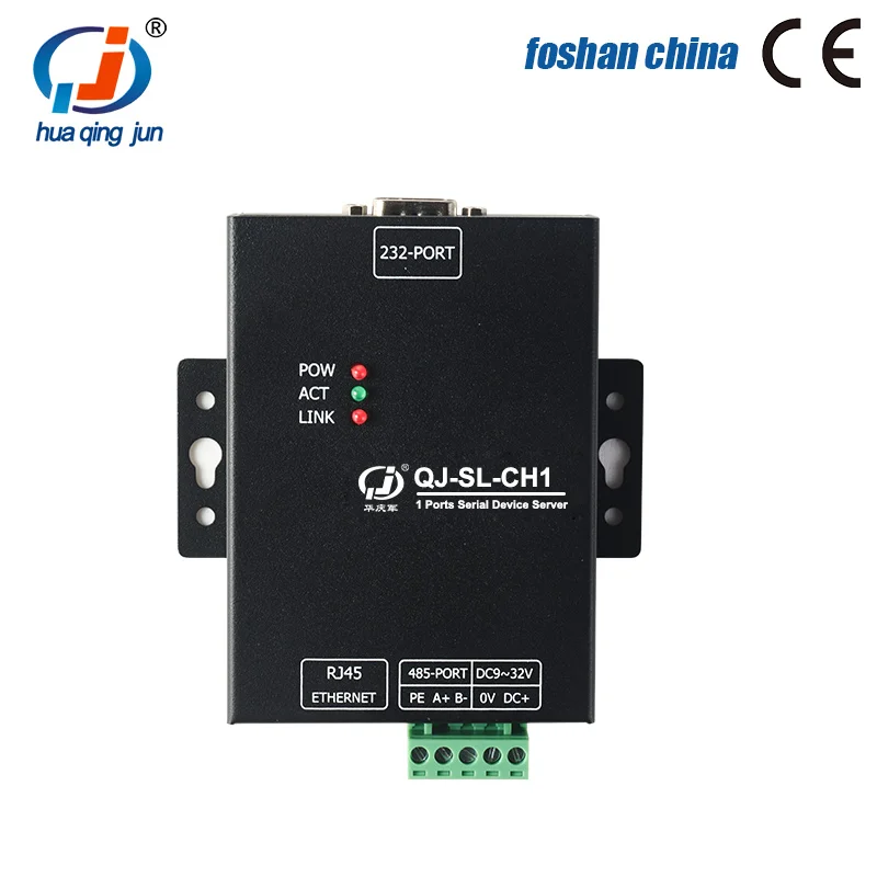 Huaqingjun 1-Channel RS485 232 to Ethernet Serial Server UDP DNS HTTP MQTT Modbus RTU to Modbus TCP Serial Converter for IoT
