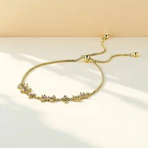 Y2K Crystal Bracelet for Women Gold Adjustable Chain with Teardrop Rhinestones Dainty Everyday Jewelry Gift