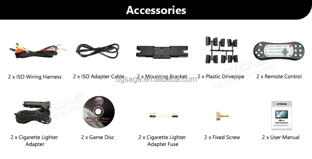 Xtrons 2 Pieces 10.1 Inch Screen Dvd Player Car Headrest Monitor