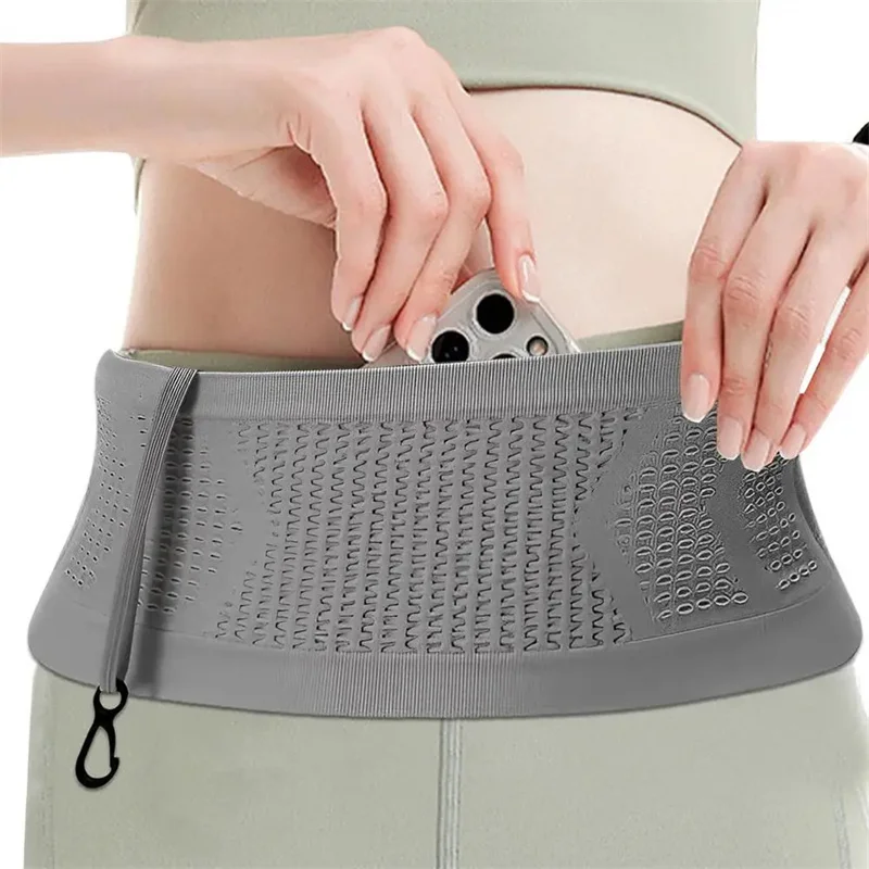 Multi Functional Knit Breathable Concealed Waist Bag Slim Thin  Pack With Hanging Hook Lightweight Packet Riding