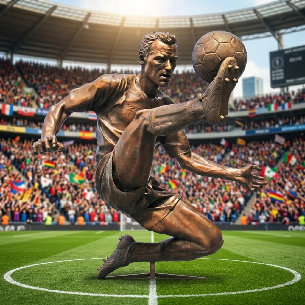 Life Size Bronze Dennis Bergkamp Sculpture - Football Player Art