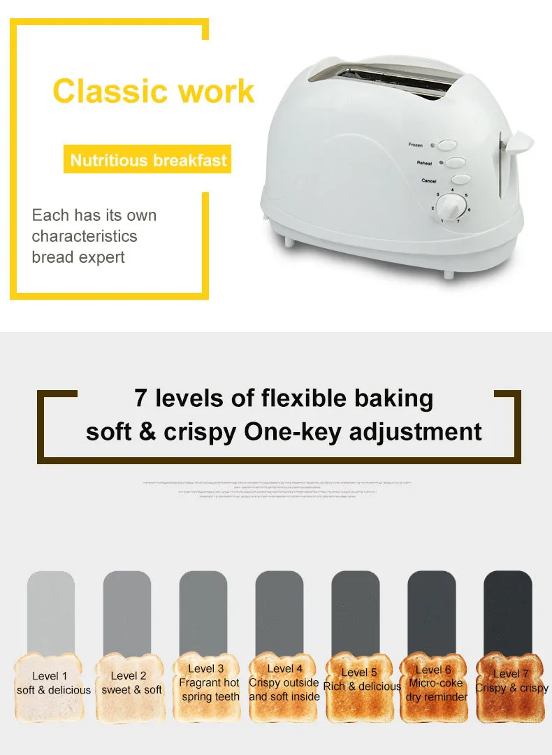 Automatic Toaster 2-Slice Breakfast Sandwich Maker Machine 700W 6