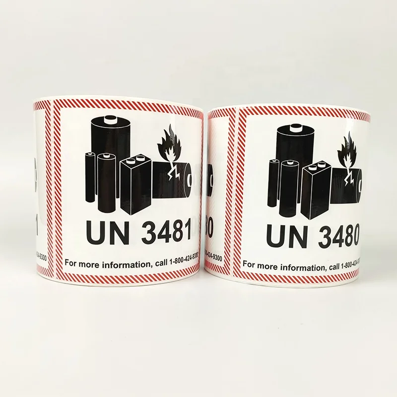 Customized Printing Adhesive Lithium Ion Battery Warning Stickers Battery Shipping Labels
