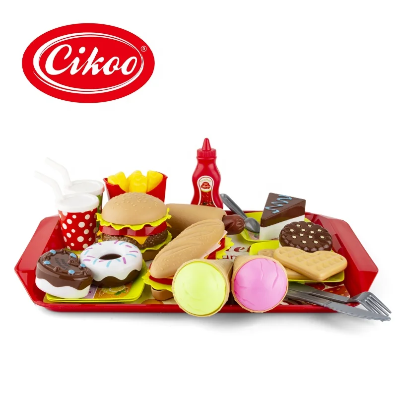 
 Лидер продаж, Amazon, оптовая продажа, детский Дошкольный набор еды, пластиковая Реалистичная кухонная игрушка, 49 шт.  